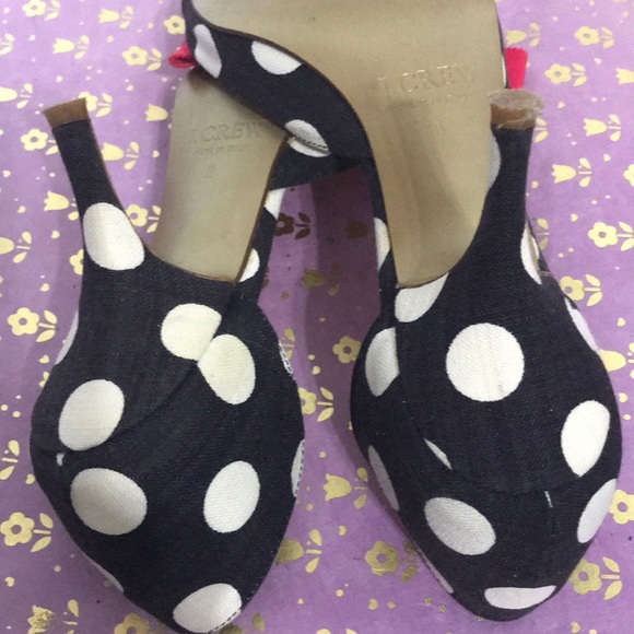 J crew sz 6 peep toe shoe black/white polka dot - Picture 7 of 7